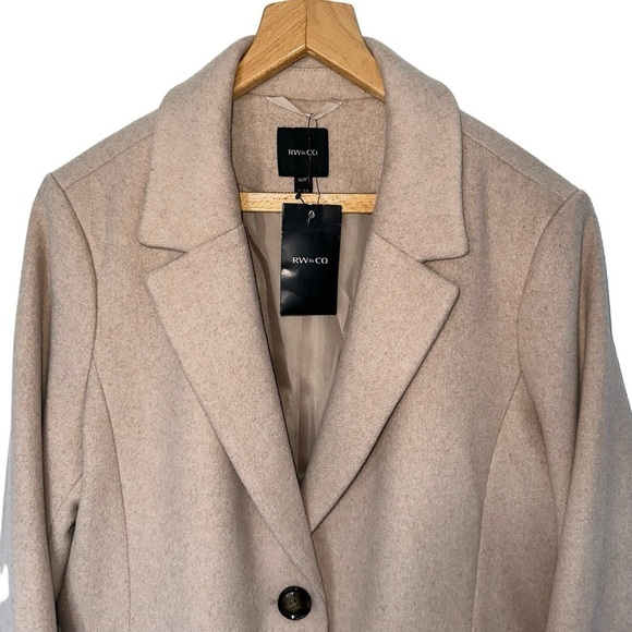 NWT RW&CO NUDE PINK TWILL PEA  COAT, US XL - Picture 3 of 9